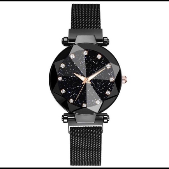 Wrap Around Magnetic Steel Mesh Jewel Toned Watch - Picture 2 of 4